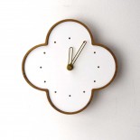チークの壁掛時計 白 wall clock L-teak-w